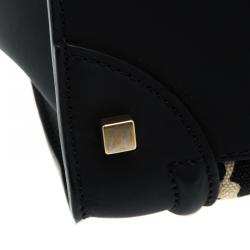Pre Owned Celine Black Leopard Print Canvas and Leather Mini Luggage Tote