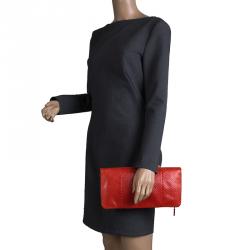 Pre Owned Celine Red Python Vis a Vis Evening Clutch