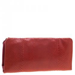 Pre Owned Celine Red Python Vis a Vis Evening Clutch