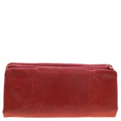 Pre Owned Celine Red Python Vis a Vis Evening Clutch