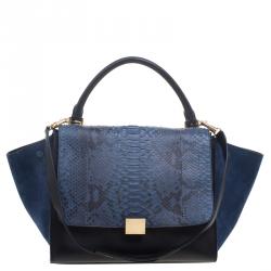 Celine Bi Color Python/Leather and Suede Medium Trapeze Tote