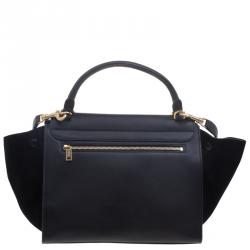 Pre Owned Celine Black Leather and Suede Medium Trapeze Tote