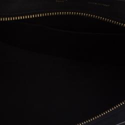 Pre Owned Celine Black Croc Embossed Leather and Suede Medium Trapeze Tote