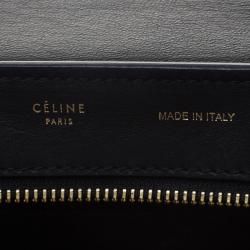 Pre Owned Celine Black Croc Embossed Leather and Suede Medium Trapeze Tote