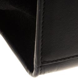 Pre Owned Celine Black Croc Embossed Leather and Suede Medium Trapeze Tote