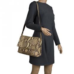 Pre Owned Celine Beige Python Blade Shoulder Bag
