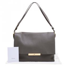 Pre Owned Celine Dark Grey Leather Blade Shoulder Bag