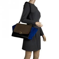 Pre Owned Celine Tri Color Leather and Suede Medium Trapeze Tote