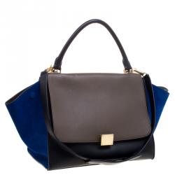 Pre Owned Celine Tri Color Leather and Suede Medium Trapeze Tote