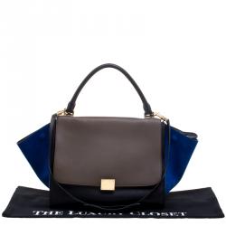 Pre Owned Celine Tri Color Leather and Suede Medium Trapeze Tote