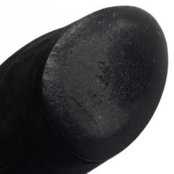 Pre Owned Celine Black Suede Ankle Strap Platform Pumps Size 38