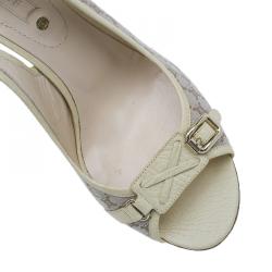 Pre Owned Celine Cream Monogram Canvas and Leather  Sandals Size 38.5
