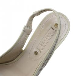 Pre Owned Celine Cream Monogram Canvas and Leather  Sandals Size 38.5