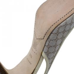 Pre Owned Celine Cream Monogram Canvas and Leather  Sandals Size 38.5