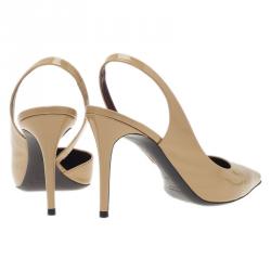 Pre Owned Celine Beige Patent D'Orsay Slingback Sandals Size 39