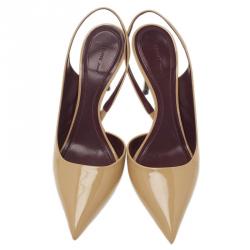 Pre Owned Celine Beige Patent D'Orsay Slingback Sandals Size 39