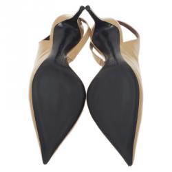 Pre Owned Celine Beige Patent D'Orsay Slingback Sandals Size 39