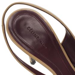 Pre Owned Celine Beige Patent D'Orsay Slingback Sandals Size 39