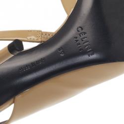 Pre Owned Celine Beige Patent D'Orsay Slingback Sandals Size 39
