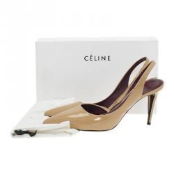 Pre Owned Celine Beige Patent D'Orsay Slingback Sandals Size 39