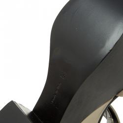Pre Owned Celine Two Tone Leather Platform Ankle Strap Wedge Sandals Size 39