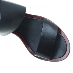 Pre Owned Celine Black Leather Ankle Strap Metal Heel Sandals Size 38