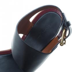 Pre Owned Celine Black Leather Ankle Strap Metal Heel Sandals Size 38