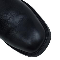 Pre Owned Celine Black Leather Buckle Detail Over the Knee Boots Size 39