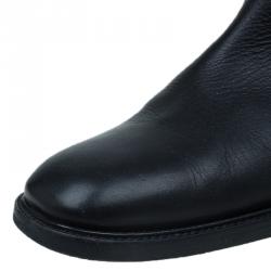 Pre Owned Celine Black Leather Buckle Detail Over the Knee Boots Size 39