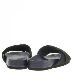 Pre Owned Celine Black Crepe Satin Flat Sandals Size 37