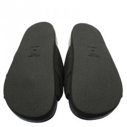 Pre Owned Celine Black Crepe Satin Flat Sandals Size 37