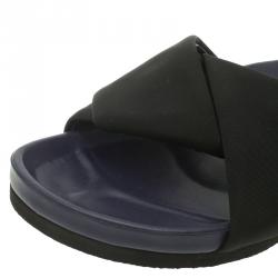 Pre Owned Celine Black Crepe Satin Flat Sandals Size 37