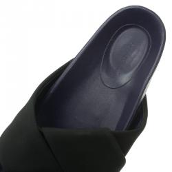 Pre Owned Celine Black Crepe Satin Flat Sandals Size 37