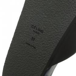 Pre Owned Celine Black Crepe Satin Flat Sandals Size 37