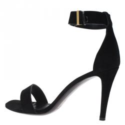 Pre Owned Celine Black Suede Ankle Strap Sandals Size 40