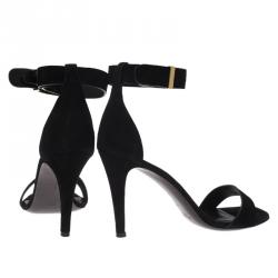 Pre Owned Celine Black Suede Ankle Strap Sandals Size 40