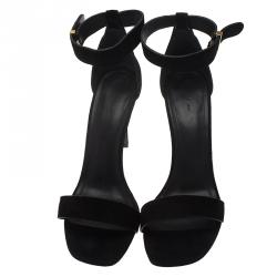 Pre Owned Celine Black Suede Ankle Strap Sandals Size 40