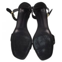 Pre Owned Celine Black Suede Ankle Strap Sandals Size 40