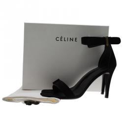Pre Owned Celine Black Suede Ankle Strap Sandals Size 40