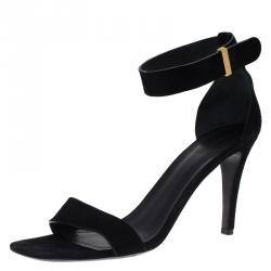 Pre Owned Celine Black Suede Ankle Strap Sandals Size 39