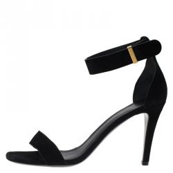 Pre Owned Celine Black Suede Ankle Strap Sandals Size 39