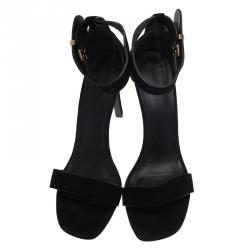 Pre Owned Celine Black Suede Ankle Strap Sandals Size 39