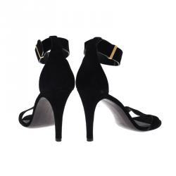 Pre Owned Celine Black Suede Ankle Strap Sandals Size 39