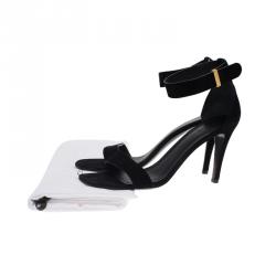 Pre Owned Celine Black Suede Ankle Strap Sandals Size 39