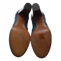 Pre Owned Celine Blue Suede Loafer Platform Pumps Size 40