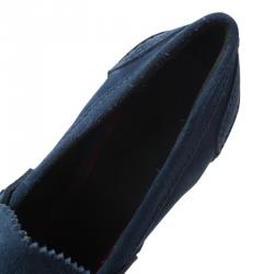 Pre Owned Celine Blue Suede Loafer Platform Pumps Size 40