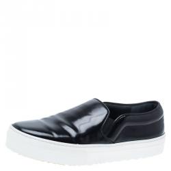 Pre Owned Celine Black Patent Slip On Sneakers Size 36