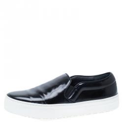 Pre Owned Celine Black Patent Slip On Sneakers Size 36