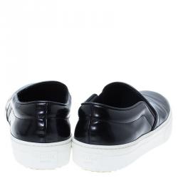 Pre Owned Celine Black Patent Slip On Sneakers Size 36