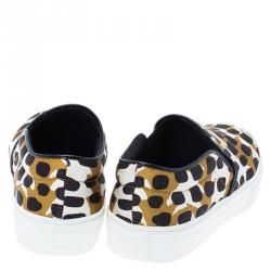 Pre Owned Celine Brown Leopard Print Satin Slip On Sneakers Size 36